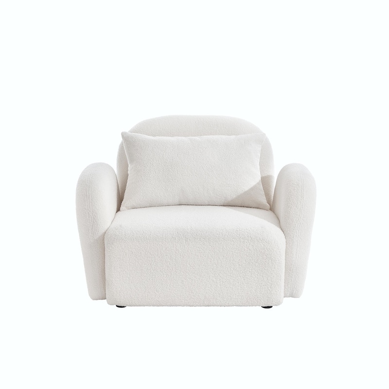 Elegant Lazy Sofa Chair in Plush Teddy Fabric