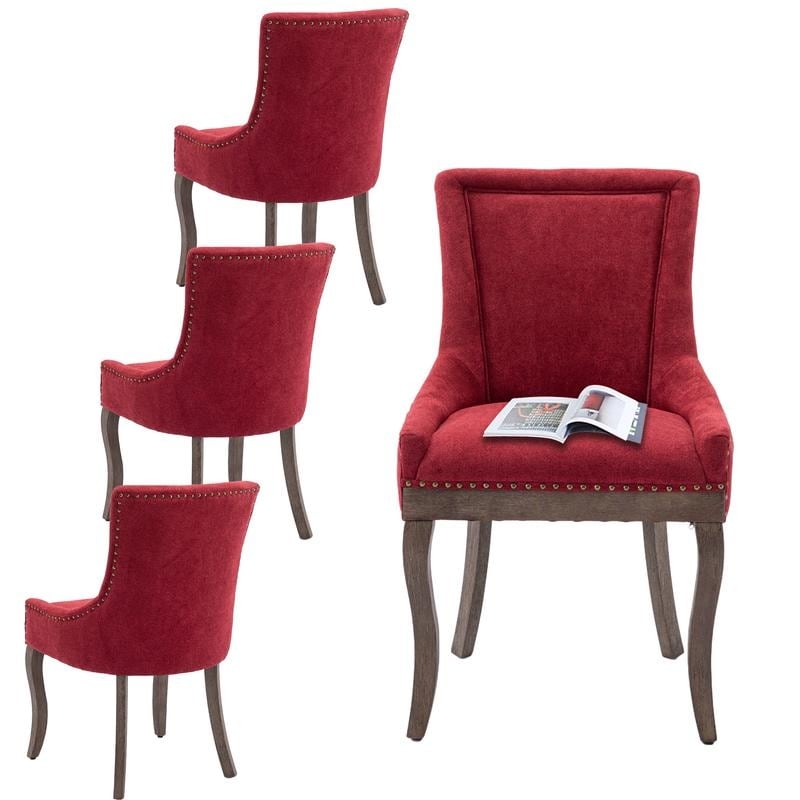 Thickened Side Dining Chair with Solid Wood Legs Set of 6