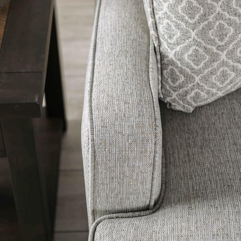 Ruwa Transitional Grey Fabric Sofa with Accent Pillows by Furniture of America