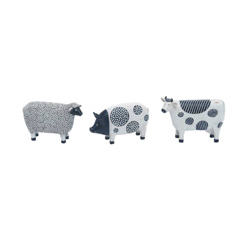 Transpac Resin Pop Art Farm Animal Decor Set of 3 Spring Home Decorations