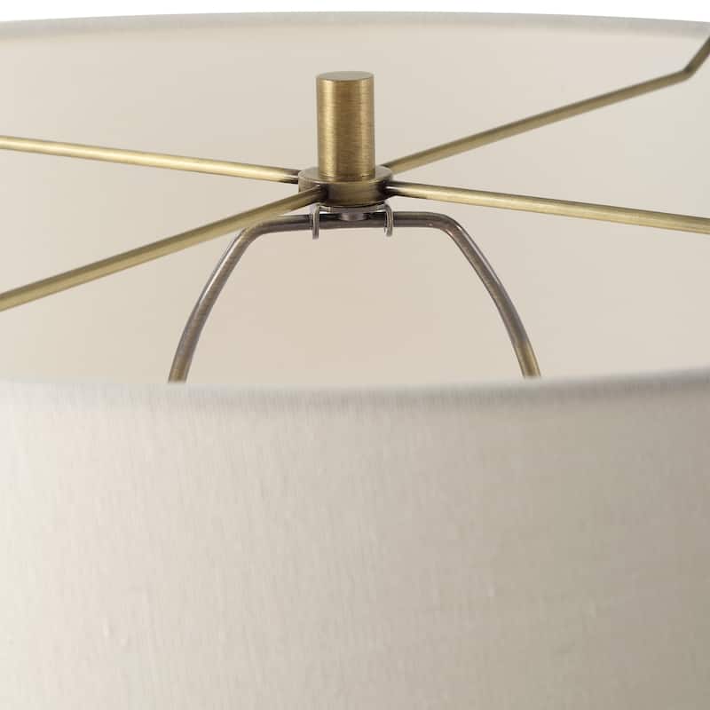 Floor Lamp with Tapered Shade - 66" - Antique Brass Finish