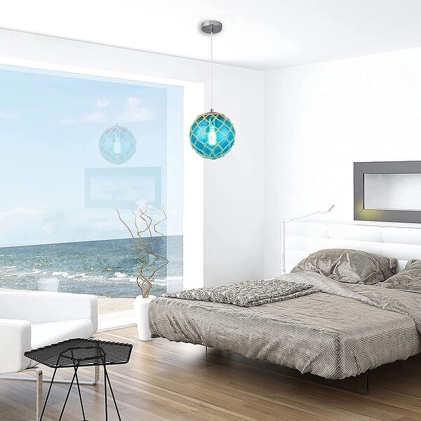 Blue Globe Pendant Light Coastal Nautical Hanging Pendant Lights