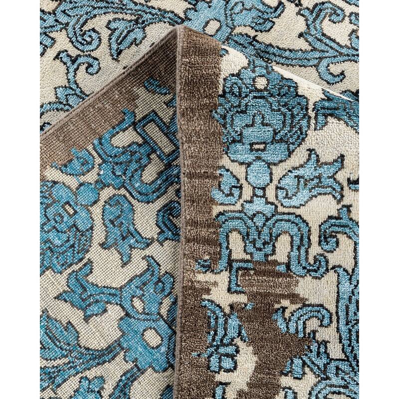 Ikat One-of-a-Kind Hand-Knotted Area Rug - Ivory, 9' 2" x 12' 1" - 9' 2" x 12' 1"