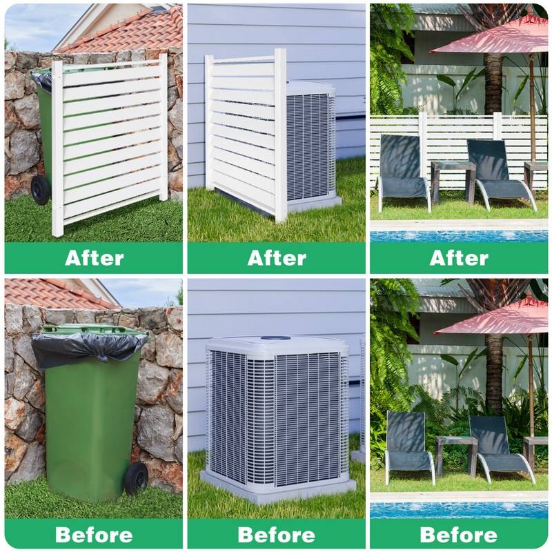 DoCred PVC Air Conditioner Fence, Enclosure w/Metal Ground Stakes