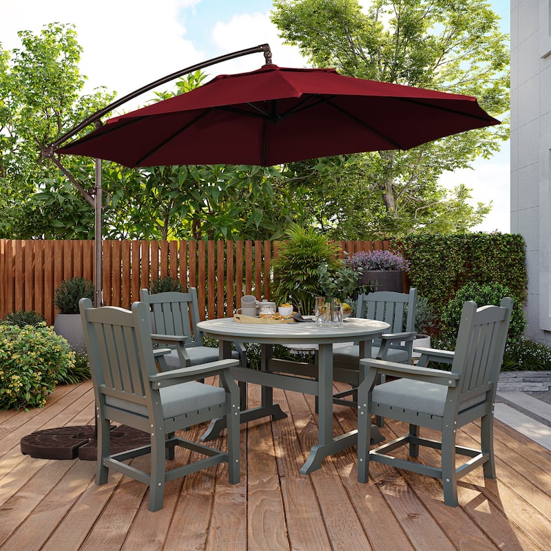 11FT Outdoor Cantilever Umbrella 360 Rotation Patio Offset Umbrella