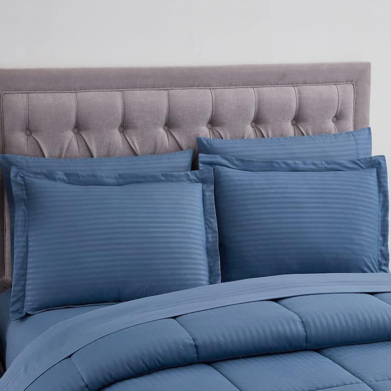 Soft Dobby 8-piece Striped Down Alternative Bed-in-a-Bag Set w/ Sheets