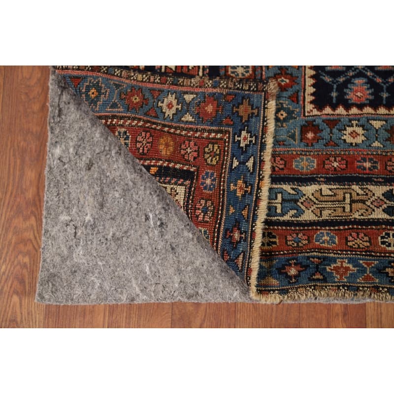 Pre-1900 Antique Kazak Vegetable Dye Foyer Rug Handmade Wool Carpet - 3'10" x 5'5"
