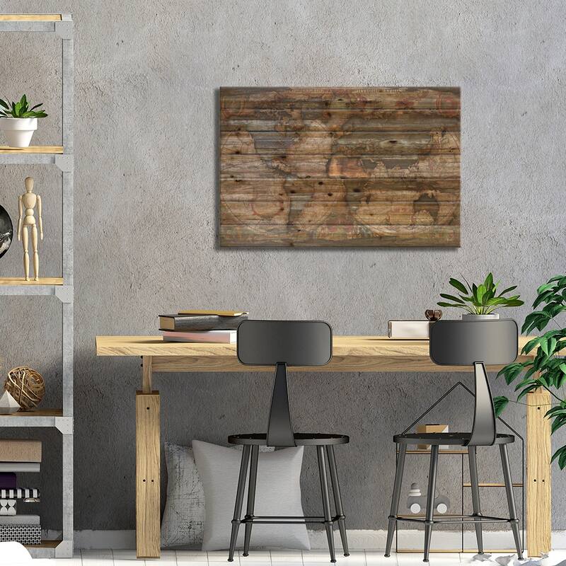 Reclaimed Map Print On Wood by Diego Tirigall - Multi-Color