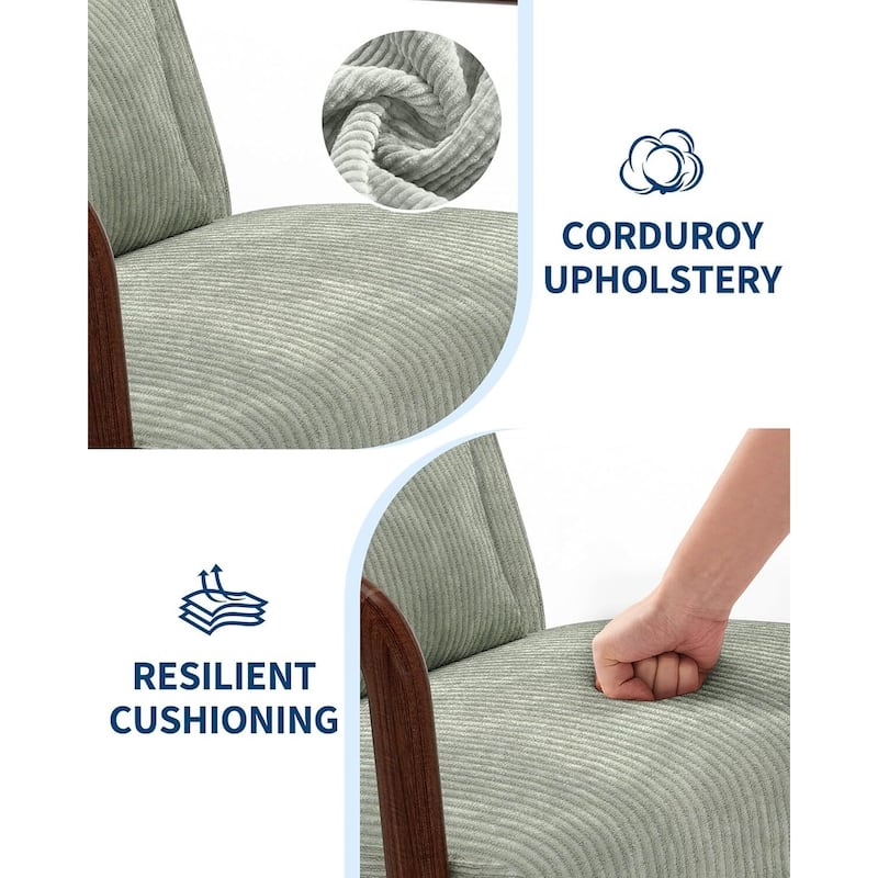 Modern Corduroy Accent Sofa Chair, Lounge Armchair with Lumbar Pillow for Living Room, Bedroom