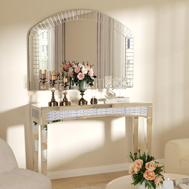 Frameless Beveled Arched Mirror Art Decorative - 40" W x 28" H