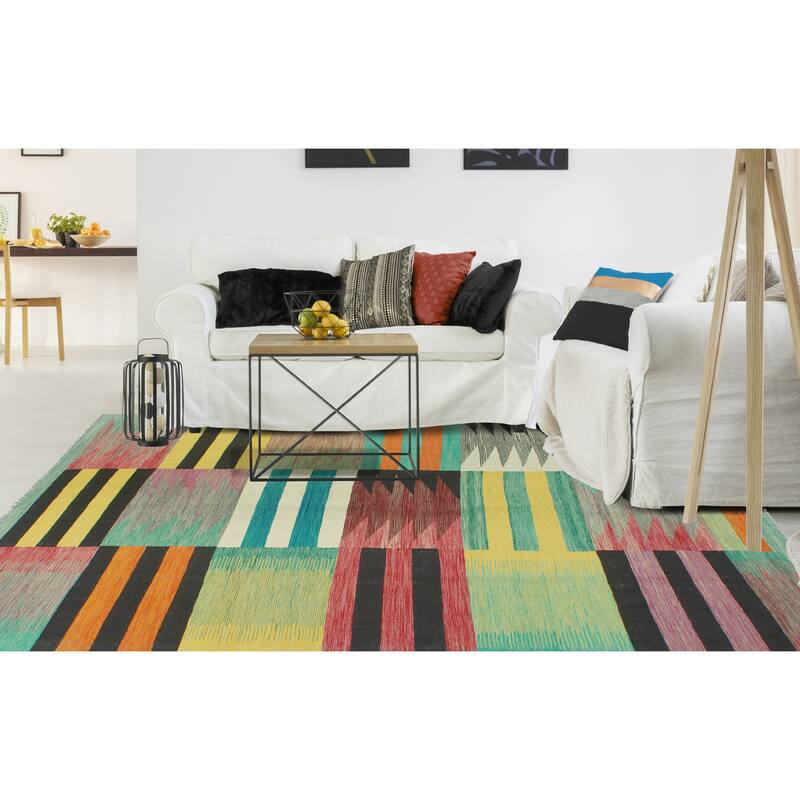 Flatweave Addison Red/Ivory Rug - 6'4" x 9'11"