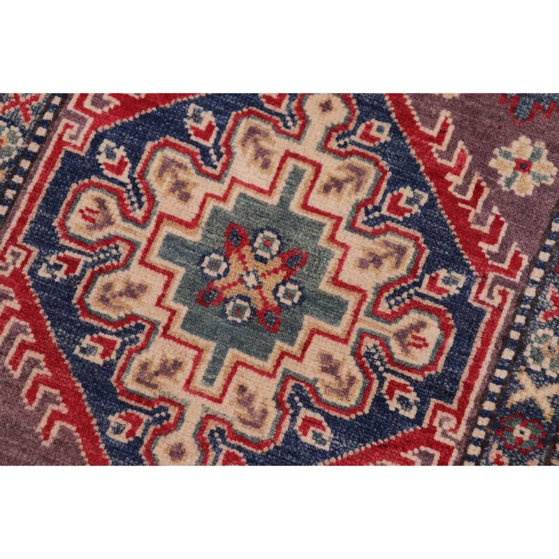 Rustic Kazak Chaim Gray/Beige Wool Runner - 2'10'' x 8'0''