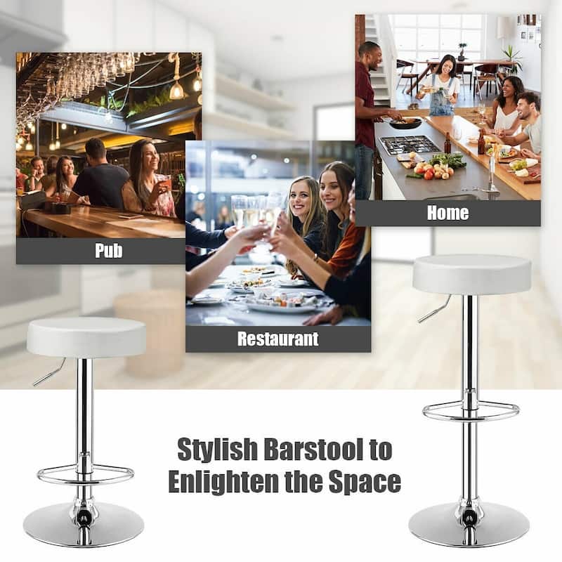 1 PC Round Bar Stool Adjustable Swivel Pub Chair - 14" x 26" - 34" (D x H)
