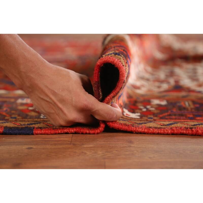 Hand Knotted Oriental 100% Wool Carpet Traditional Medallion Red Heriz Area Rug - 9' 7'' X 6' 9''
