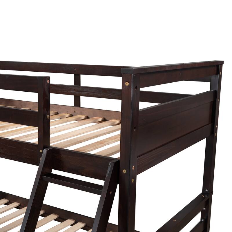 Twin over Full Bunk Bed with Storage Drawers in Espresso Finish