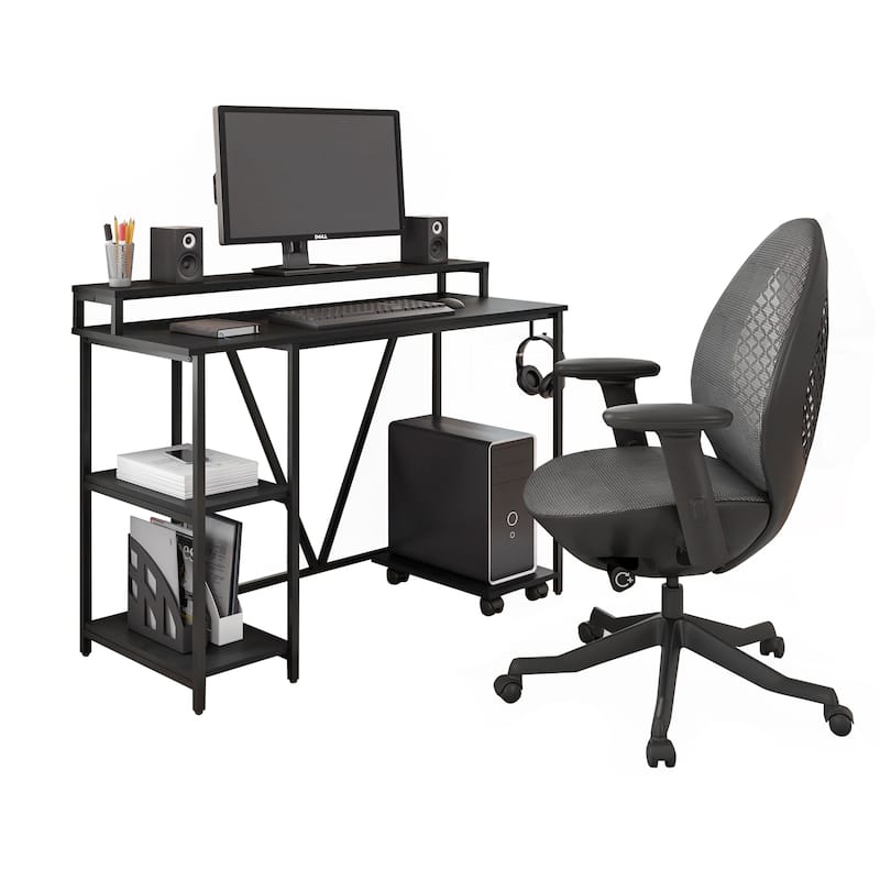 Versatile Industrial Writing Desk for Enhanced Work Efficiency and Style - Black