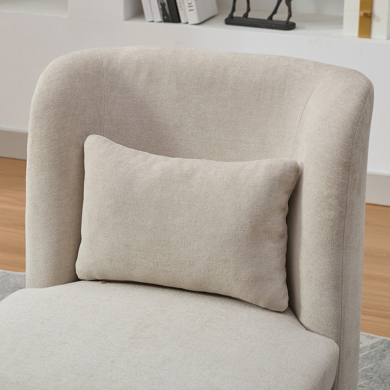 25" Seat Wide Chenille Office Accent Chair with 360° Swivel Metal Base