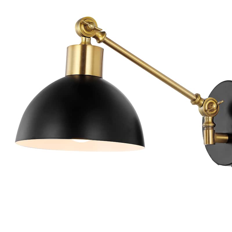 Hygge Swing Arm 1-Light Modern Midcentury Iron USB Charging Port LED Sconce, by JONATHAN Y