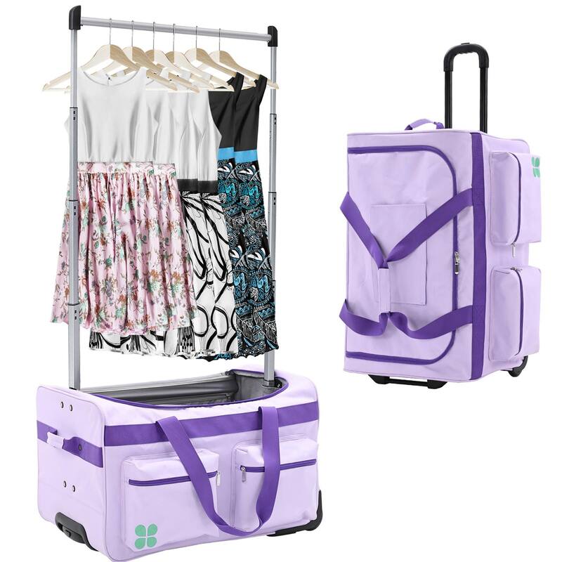 DoCred Suitcase Sets with Garment Rack and Wheel, Dance Bag - L - All Purple