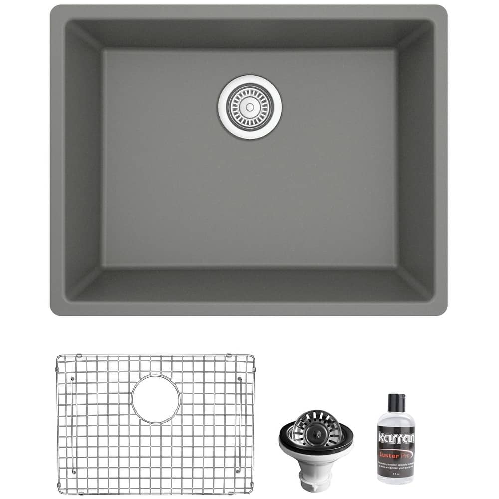 Karran USA QU-820-PK1 Quartz QU 24-3/8" Undermount Single Basin Quartz