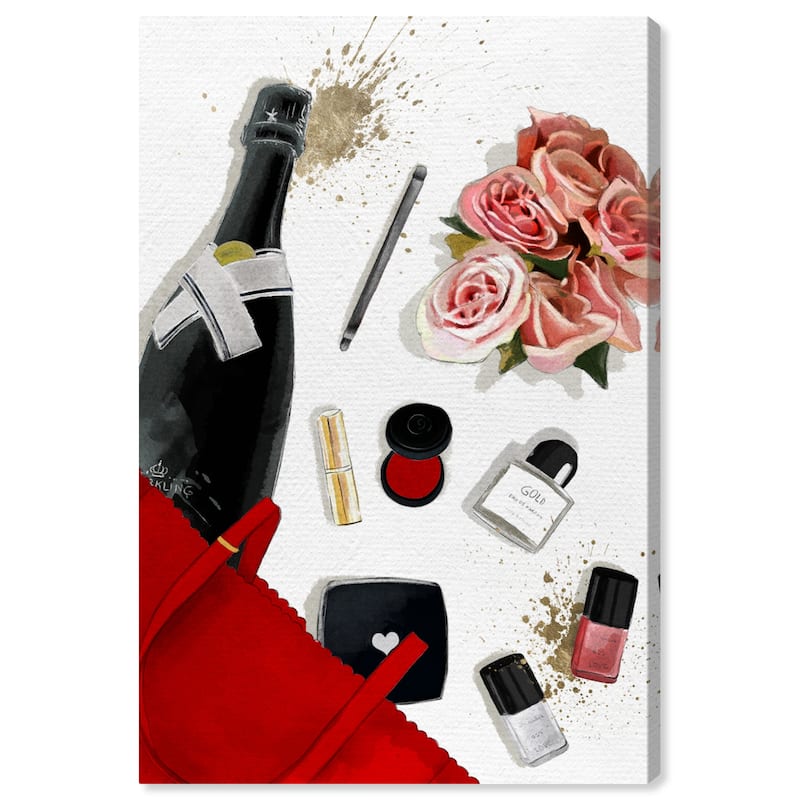 Wynwood Studio Canvas Fashion and Glam Oh, My Bag Red Red and Crimson Glam Wall Art Canvas Print