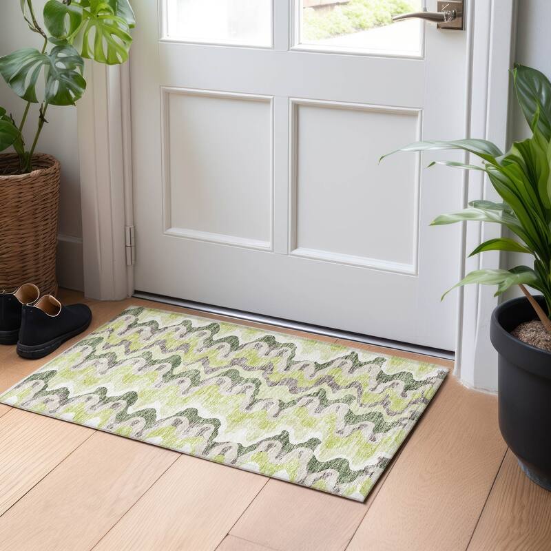 Premium Washable Super Soft Abstract Stripes Mayfield Rug - Aloe - 1' 8" x 2' 6" - Rectangle
