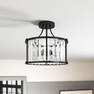 Modern 3-Light Semi Flush Mount Crystal Ceiling Lamp for Kitchen Bedroom Foyer