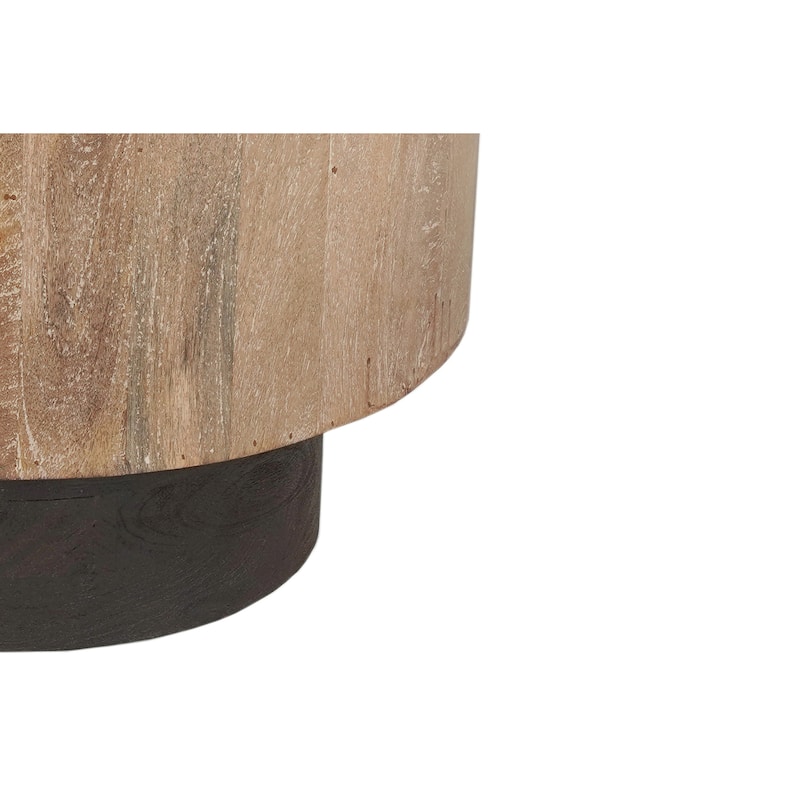 Caden Round Solid Mango Wood End Table with Geometric Top