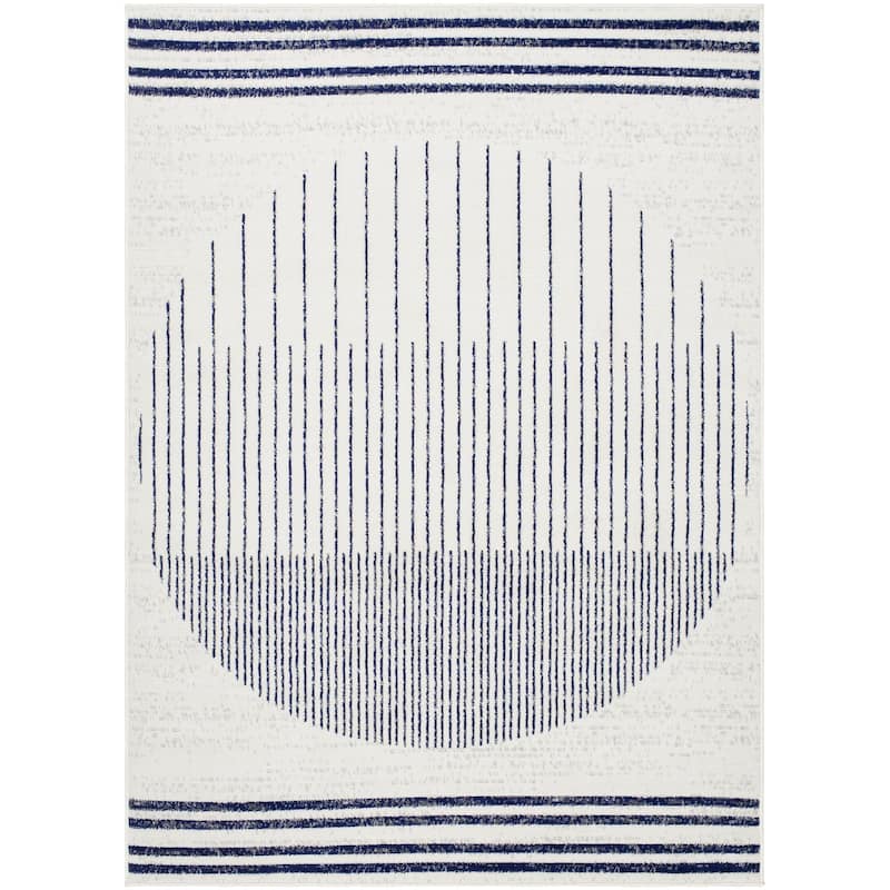 Livabliss Joel Mod Black/Ivory Ombre Geometric Striped Area Rug