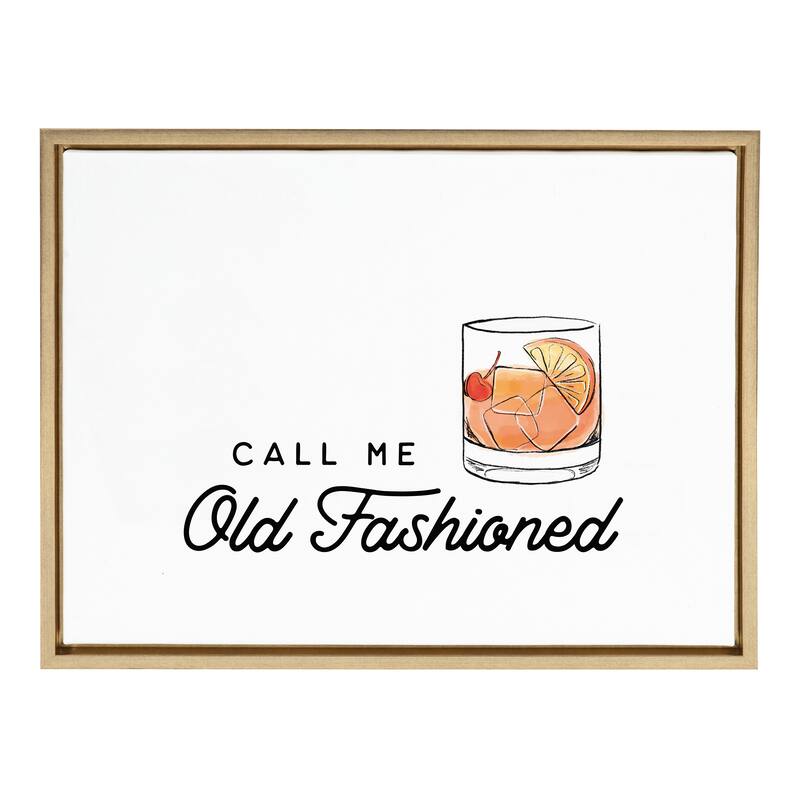 Kate and Laurel Sylvie Call Me Old Canvas by The Creative Bunch Studio - 18x24 - Plastic - Gold