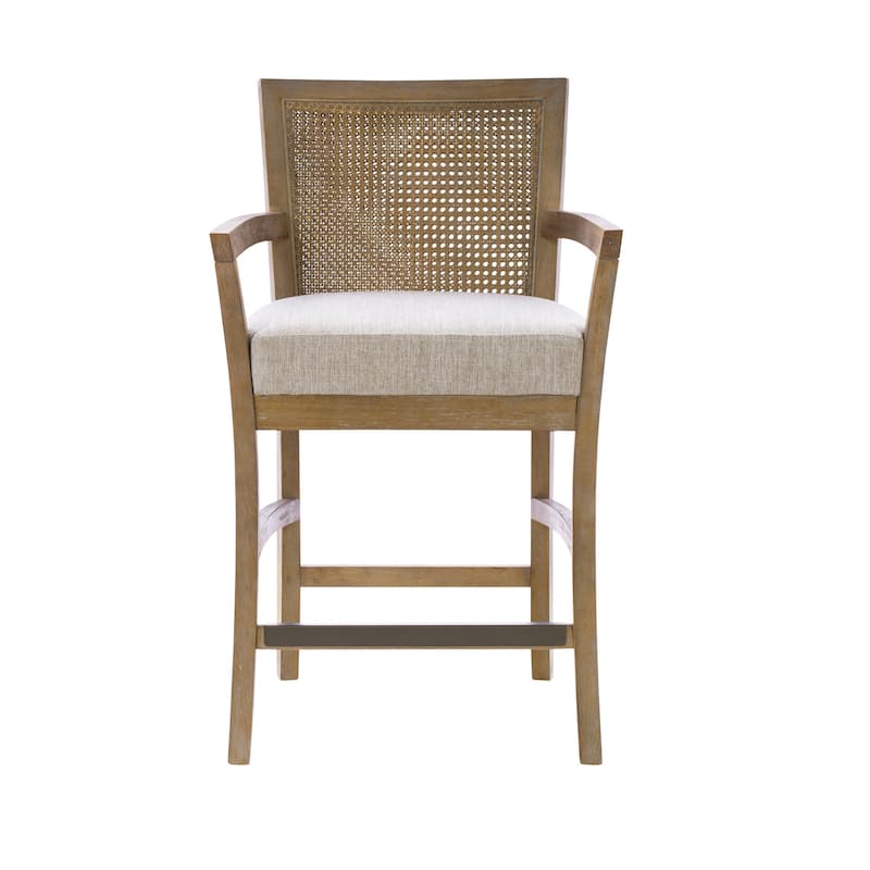 Madison Park Blaine Cream/Reclaimed Natural Cane Back Counter Stool - N/A