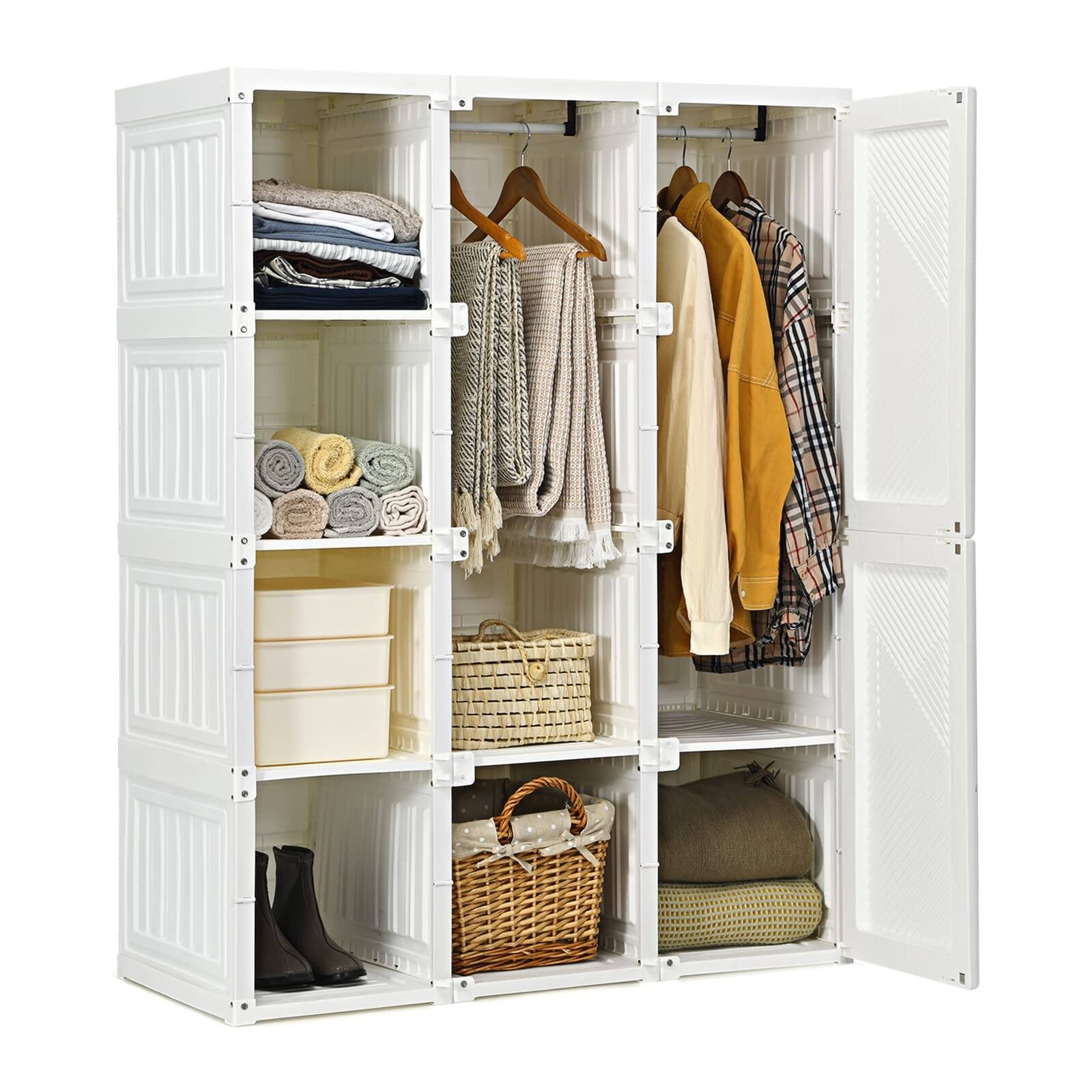 Portable Wardrobe Closet, Foldable Clothes Organizer, Cubby Storage