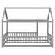 preview thumbnail 7 of 8, Grey Twin Size Wooden Floor Bed with House Roof & Guardrails