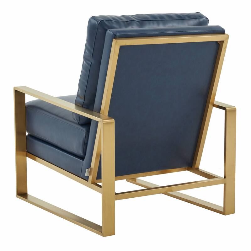 LeisureMod Jefferson 3-Piece Leather Armchairs and Geometric Coffee Table Set - 36"