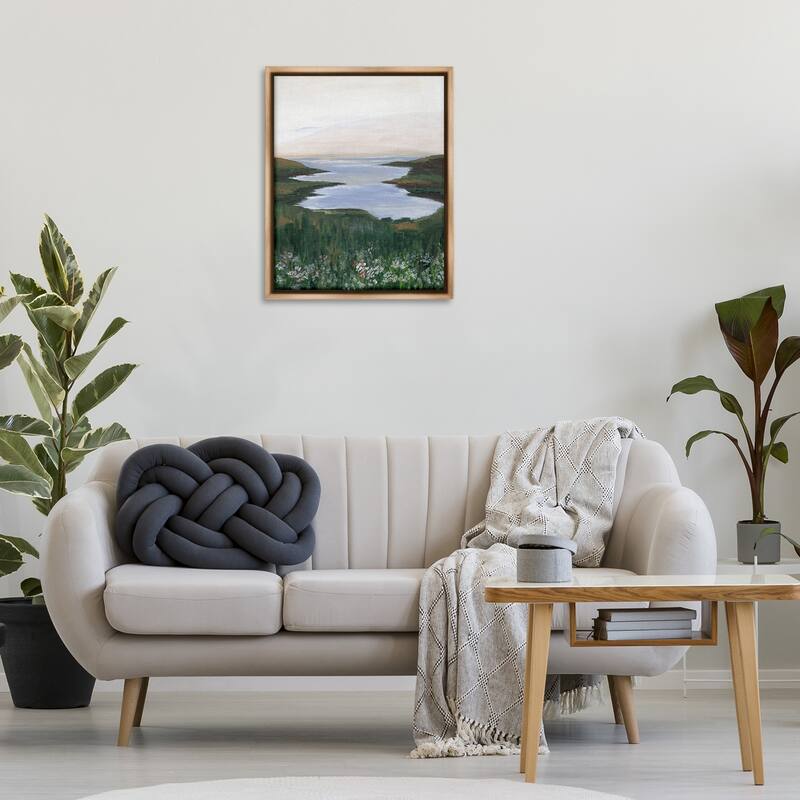 Stupell Peaceful Greenery by Lake Framed Floater Canvas Wall Art Design By Nikita Jariwala