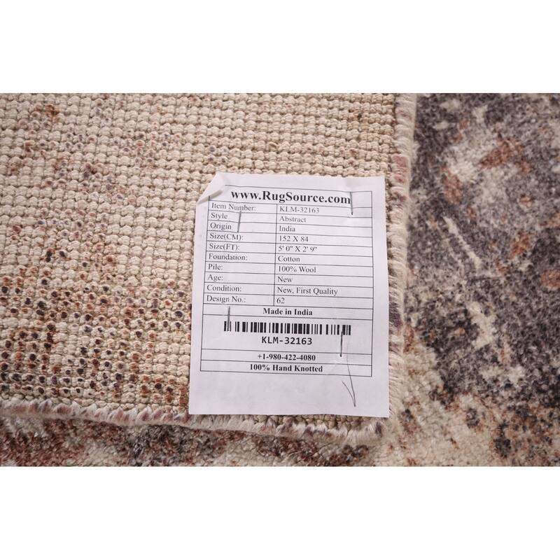 Modern Abstract Foyer Rug Handmade Wool Carpet - 2'9"x 5'0"