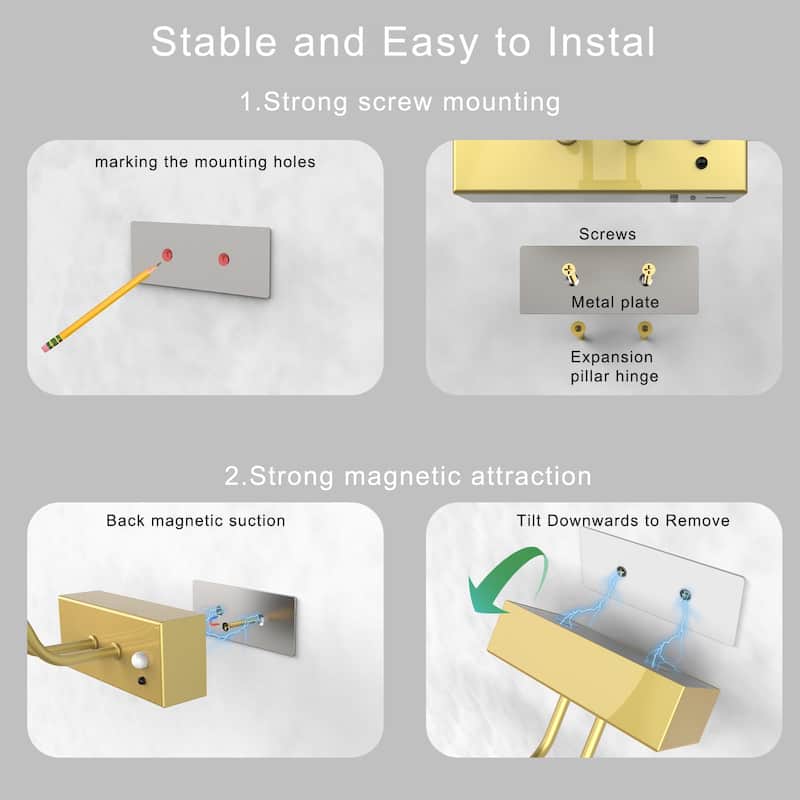 Modern 16'' Wireless Battery Operated Dimmable Picture Light with Remote Control and Adjustable Arm