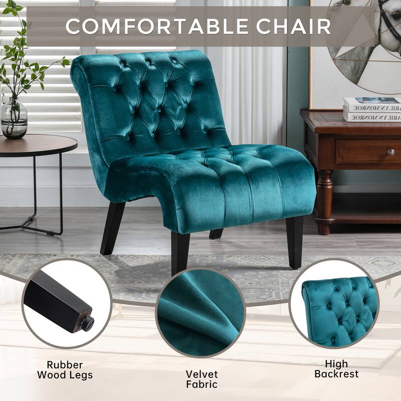 Modern Velvet Armless Living Room Chairs Set of 2