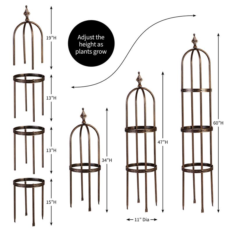 5' Powder-Coated Steel Garden Obelisk