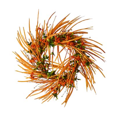 22" Paper Flower & Leaves Wreath
