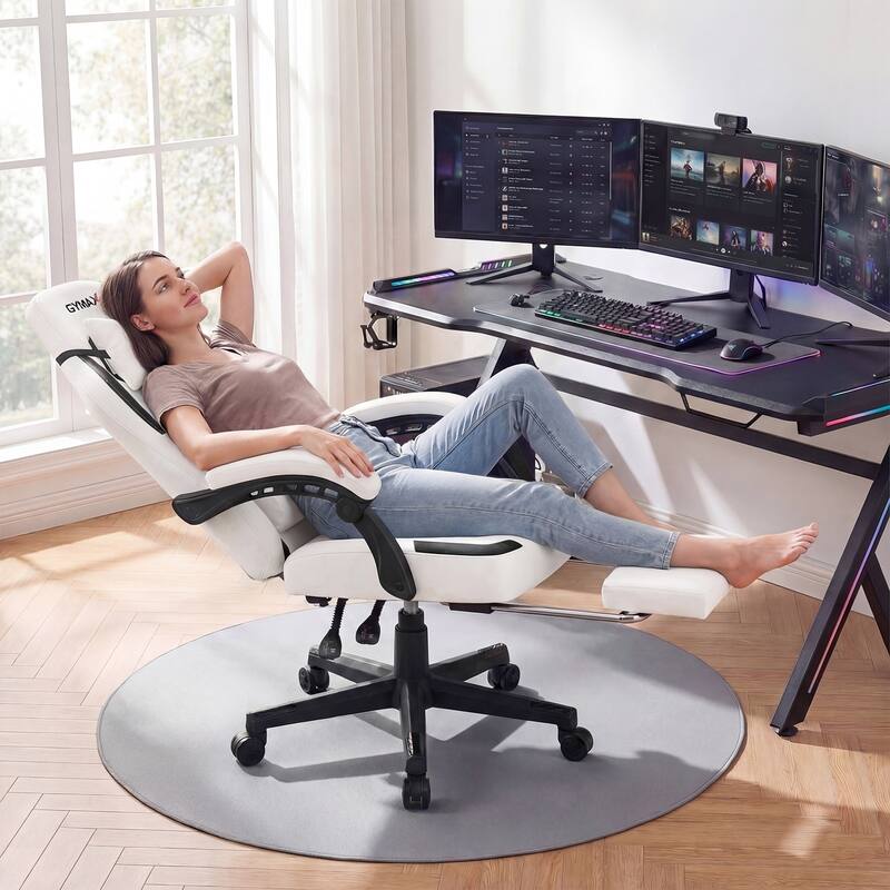Gymax Gaming Chair w/ Headrest Reclining Backrest Lumber Support