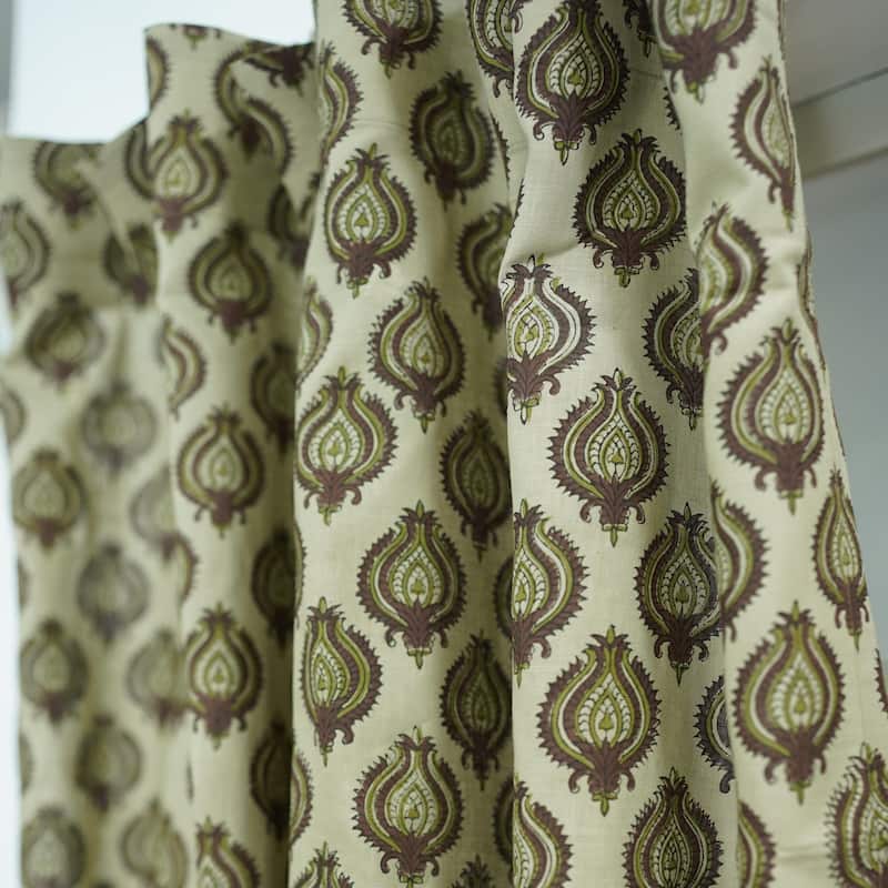 Fabdivine Handmade Block Print Viscose Linen Gift Home Decorative Accent Vintage Curtain or Drape