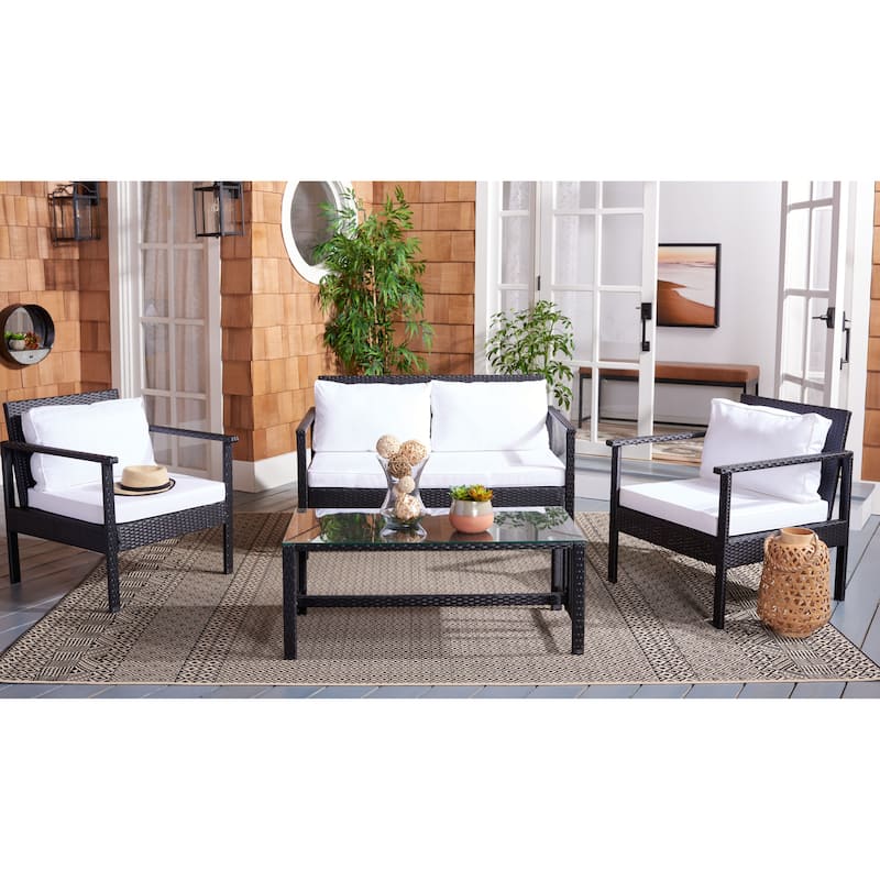 SAFAVIEH Outdoor Alie 4-Piece Wicker Living Set - 51W x 30D x 30H