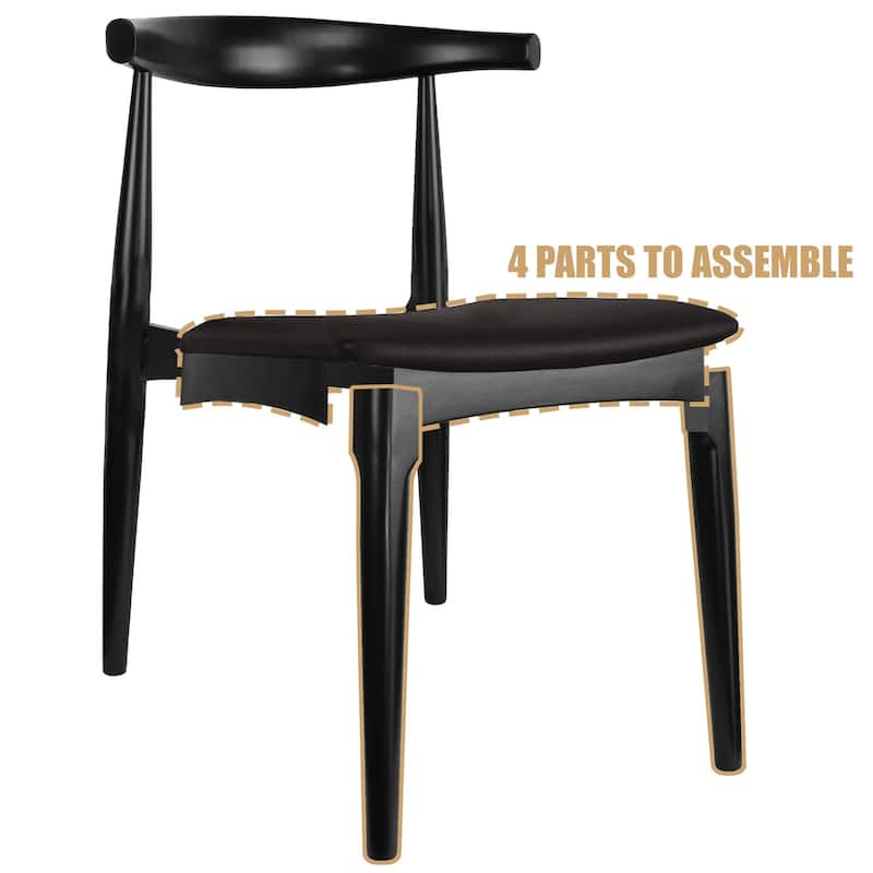 Solid Real Wood PU Leather Cushion Elbow Dining Chair Kitchen Padded Seat Bedroom Hotel Restaurant Work