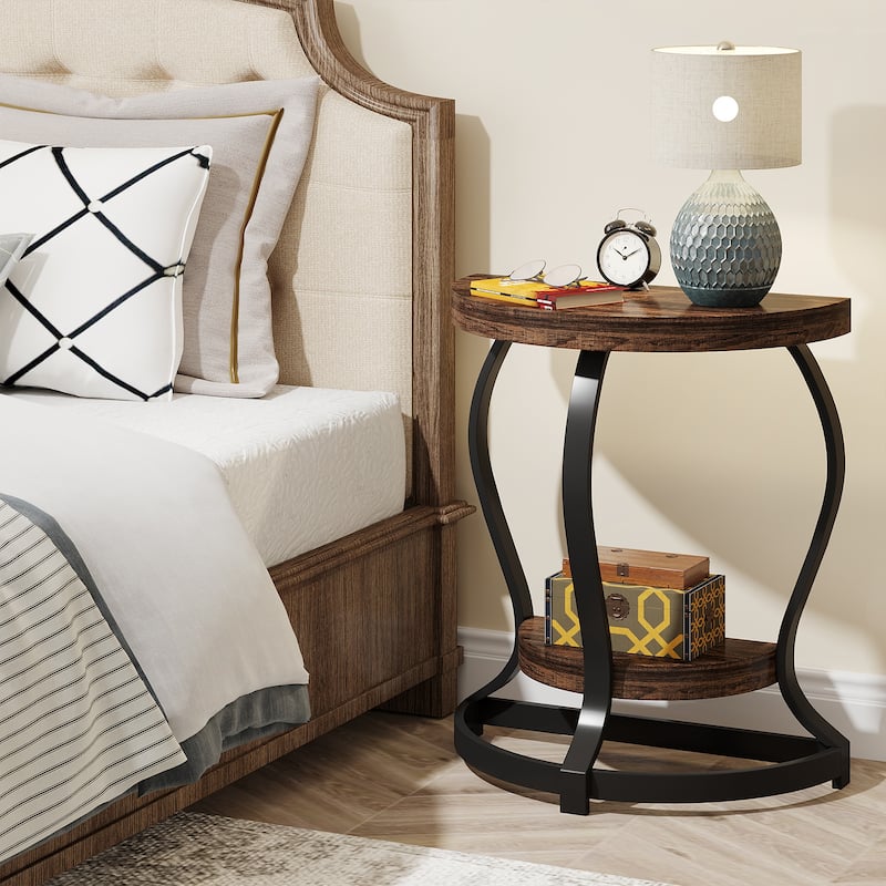 Half Round End Table for Living Room, Sofa Side Table, Industrial style