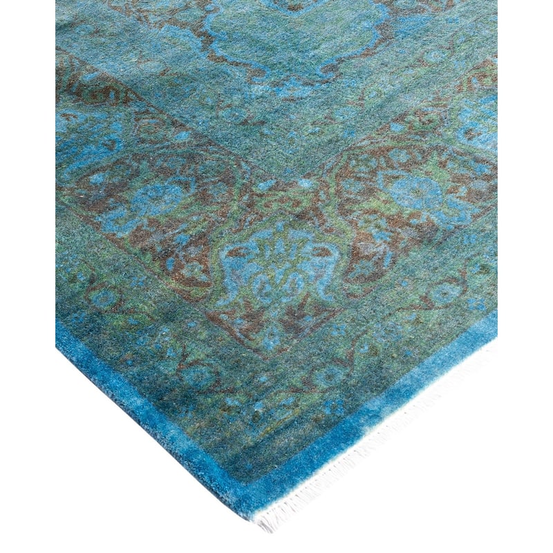 Fine Vibrance One-of-a-Kind Hand-Knotted Area Rug - Blue, 8' 1" x 10' 1" - 8' 1" x 10' 1"