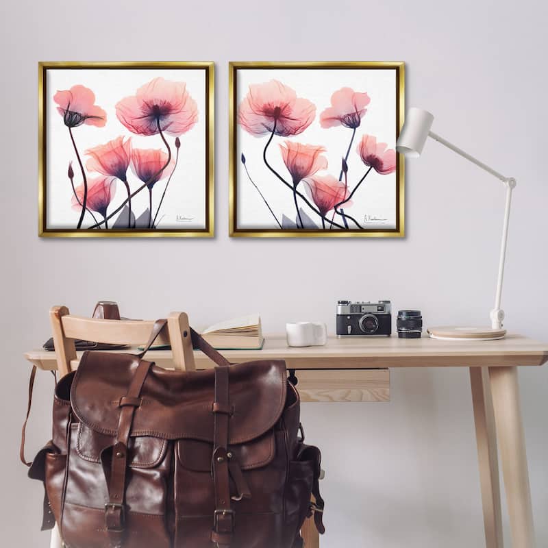 Stupell Various Faded Pink Flowers Framed Floater Canvas Wall Art Design By Albert Koetsier (Set of 2)
