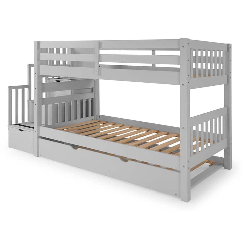 Taylor & Olive Trillium Twin over Twin Stairway Bunk Bed, Twin Trundle