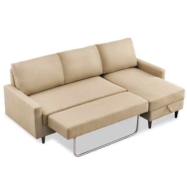 Shop 84 Sleeper Sectional Sofa Storage Chaise With Pull Out Bed 3