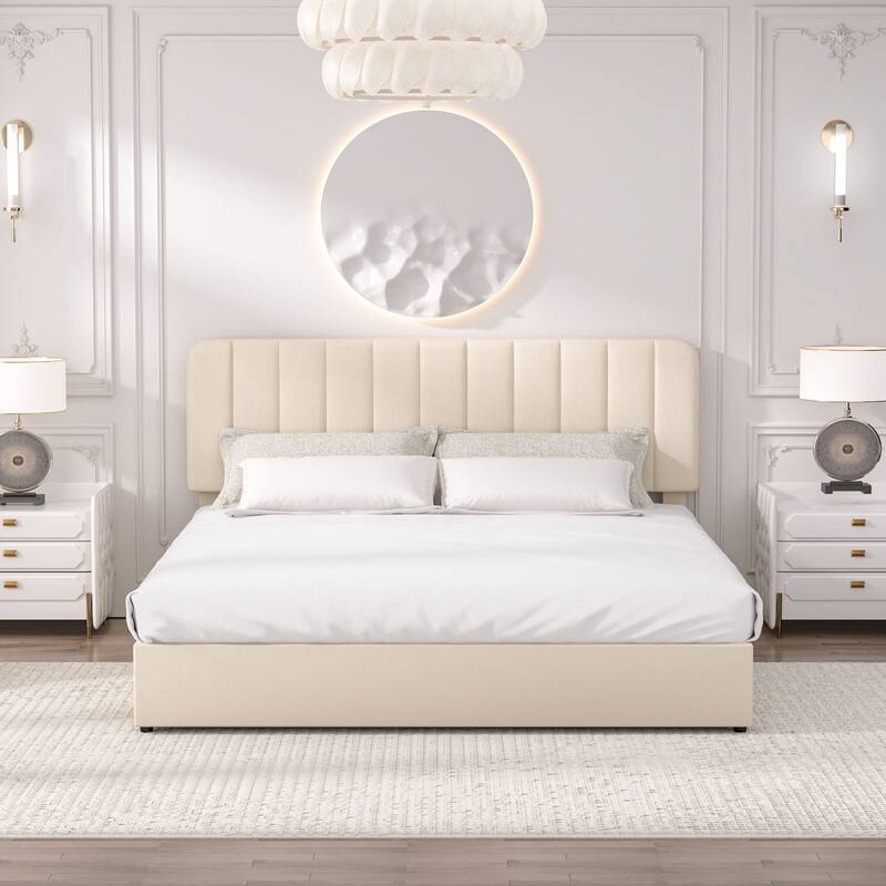 Javlergo Upholstered Platform Bed Frame with Storage Drawers and Adjustable Headboard, No Box Spring Needed